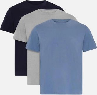 Ted Baker Mens 3-Pack Cotton Stretch Crew-Neck T-Shirts, Navy/Grey/Blue - Size: 36