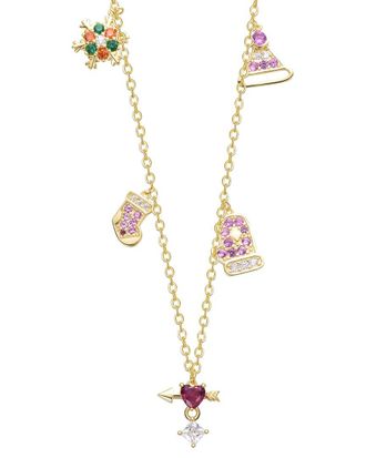 Rachel Glauber 14K Plated Cz Charm Necklace