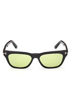 Tom Ford Penn 53mm Rectangular Sunglasses in Black/bright Green Lens at Nordstrom
