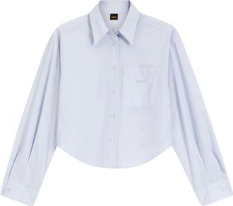 HUGO BOSS Dames, Blouses & Shirts, Blauw, Maat: XL Katoen