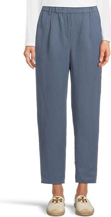 Eileen Fisher Petite Ankle Pleated Pants Womens Clothing Eclipse : PM (10P-12P) 26, Linen/Silk/Twill
