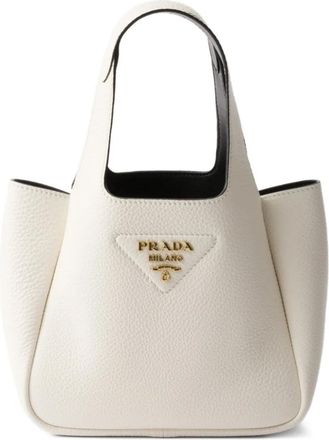 Prada Borsa tote mini in pelle - Bianco