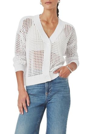 Splendid Camellia Openwork V-Neck Cotton Blend Cardigan in White at Nordstrom, Size Medium