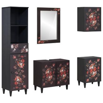 vidaXL Juego De Muebles De Ba&ntilde;o Con Caj&oacute;n 5 Pcs Madera De Mango Maciza Vidaxl