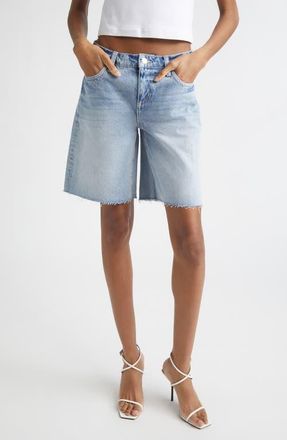 L'agence River Raw Hem Denim Bermuda Shorts in Zantana at Nordstrom, Size 31