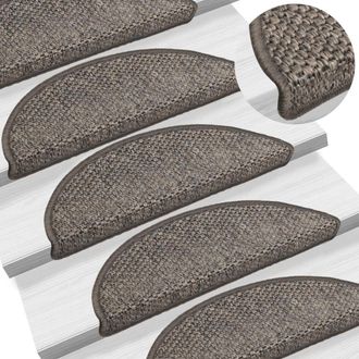 Berkfield Home Stair Mats Self-adhesive Sisal-Look 15 pcs 56x17x3 cm Brown Beige | Size: Medium