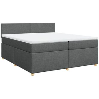 vidaXL Vidaxl - Cama Box Spring Con Colch&oacute;n Tela Gris Oscuro 200x200 Cm