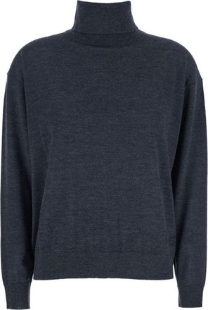 Semicouture High-Neck Grey Virgin Wool Sweater