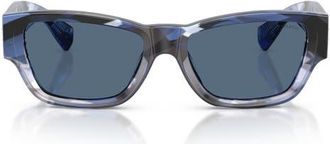 Tiffany & Co. 54mm Rectangular Sunglasses in Geometric Navy Havana /Blue at Nordstrom