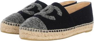 Chanel Navy and Grey Wool Espadrilles Size 39