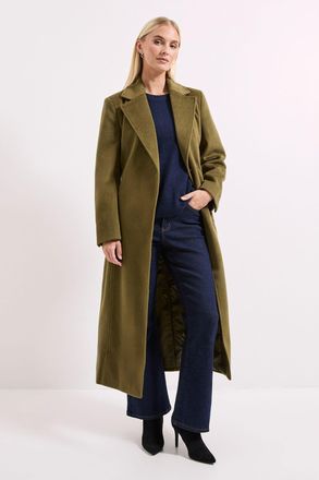 Wallis Womens Belted Longline Midi Coat - Green - Size 12 UK