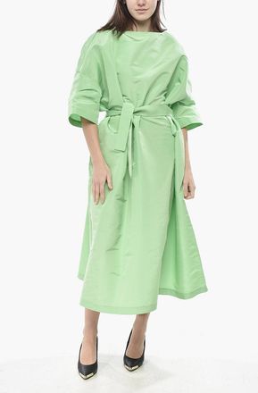 Super Blond Silk Organza Kaftan With Belt Super Blond