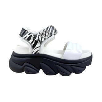 Liu Jo Flat Sandals, female, White, Size: 5 US Chunky Sandals with Animal-Print Detailing