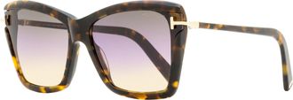 Tom Ford Womens Butterfly Sunglasses TF849 Leah 55B Vintage Havana/Gold 64mm