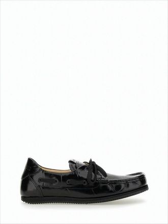 Jacquemus Glossy Black Leather Loafers With Bow Detail