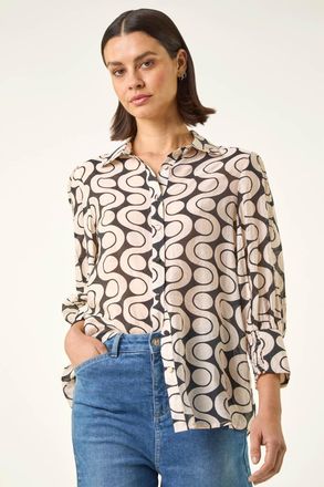 Roman Geometric Print Collared Shirt