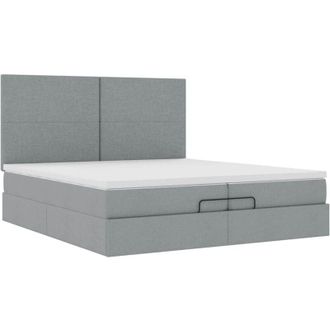 vidaXL Estructura De Cama Otomana Colchones Tela Gris Claro 200x200cm Vidaxl