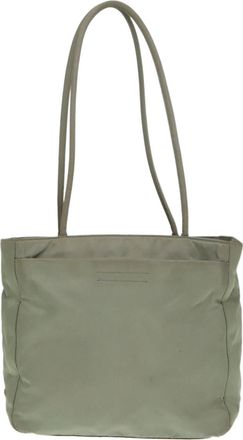 Prada Triangle Logo Khaki Synthetic Tote Bag (Pre-Owned)