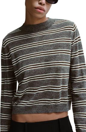 Mango Stripe Crop Sweater in Medium Heather Grey at Nordstrom, Size X-Small