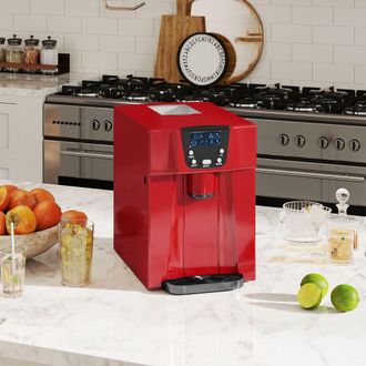 HOMCOM Ice Maker & Water Dispenser for 9 Ice Cubes Ready in 6-10 Mins in Red
