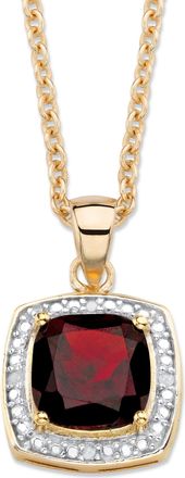 Palm Beach Jewelry 2.22 TCW Genuine Red Garnet Diamond Accent 14k Gold-plated Silver Necklace