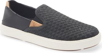 Olukai Laeahi Lauhala Woven Leather Shoe in Black/black at Nordstrom, Size 10.5