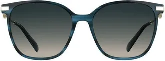 Longchamp Foulonn 55mm Gradient Modified Rectangular Sunglasses in Striped Blue at Nordstrom