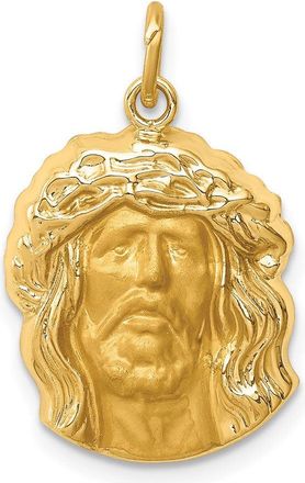 Diamond2Deal 14k Yellow Gold Hollow Polished and Satin Medium Jesus Medal