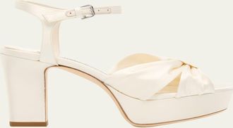 Jimmy Choo London 80mm Heloise Satin Platform Sandals
