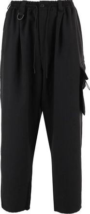 Yohji Yamamoto Straight Trousers, male, Black, XL, Sport Uniform Cargo Trousers