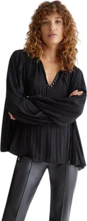 Liu Jo Studded lange mouw V-hals blouse - Dames - Blouses - Zwart - M - Polyester - Overhemden
