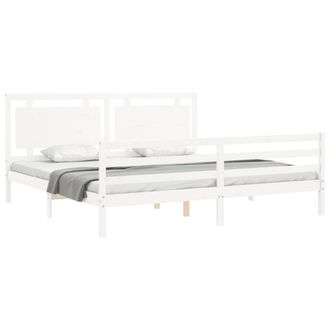 Berkfield Home Beautiful Bed Frame with Headboard White 200x200 cm Solid Wood