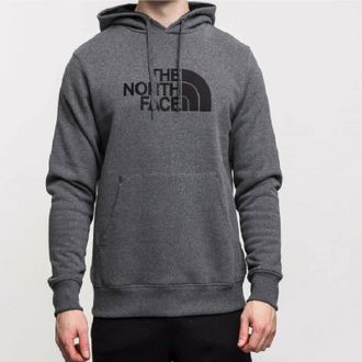 The North Face Mens Drew Peak Embroidery Overhead Hoodie Grey Cotton - Size X-Large
