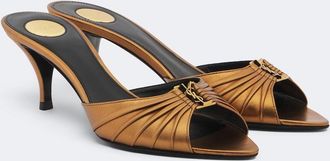 Saint Laurent Mules Babylone Cassandre de piel metalizada