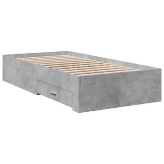 Berkfield Home Modern Bed Frame w/Drawers Frame Concrete Grey 75x190 cm Small Single
