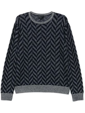 Emporio Armani herringbone-pattern sweater - Blue
