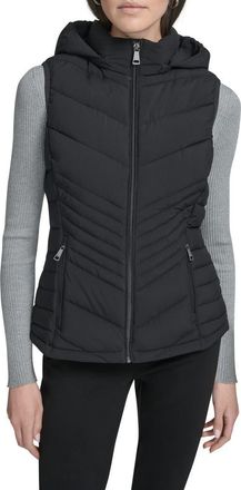 Calvin Klein Water Resistant Chevron Quilted Puffer Vest in Ebony at Nordstrom Rack, Size X-Small