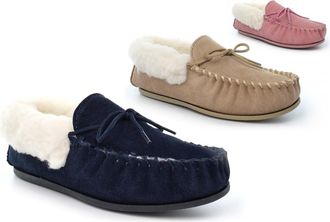 Generic Ladies Real Suede Slippers Womens Slip On Slippers Size 3 Womens Slip On Slipper Size 4 Moccasin Ladies Real Suede Slipper Moccasin Moccasins Wool Mix