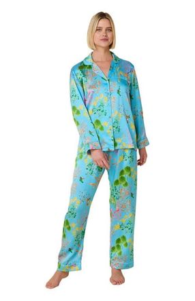 The Cats Pajamas Silk Pajama Set in Hummingbird at Nordstrom, Size X-Small