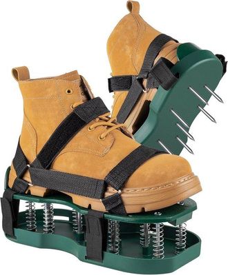 OEM Zapatos Aireadores De C&eacute;sped - Base De Doble Resorte - Con P&uacute;as Para Airear El C&eacute;sped En El Jard&iacute;n Y El Patio - Verde