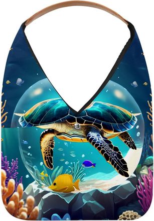 Generic Turtle Crystal Ball Reusable Lightweight Grocery Bags - Foldable Into Compact Pouch, Washable & Sturdy, Multipurpose for Shopping and Travel