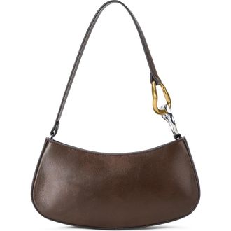 Staud Ollie Leather Shoulder Bag in Espresso Distressed at Nordstrom