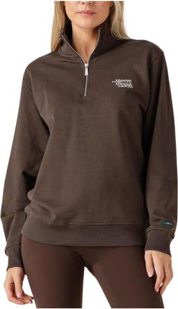 Mercer Amsterdam Quarter Zip Contrast - Dames - Vesten met rits - Bruin - L - Katoen - Hoodies & sweatvesten