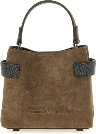 Brunello Cucinelli Kleine Essence Tas met Handvat - Dames - Handtassen - Bruin - ONE Size - Su&egrave;de - Tassen