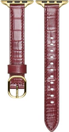 Posh Tech Carmen Skinny Croc Embossed Leather Apple Watch Watchband in Cherry Laquer at Nordstrom