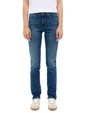 Mustang Slim-fit-Jeans MUSTANG Damen Style Shelby Slim, Damen, Gr. 26, L&auml;nge 34, blau (602 mittelblau), Denim/Jeans, 90% Baumwolle, 6% Polyester, 4% Elasthan,