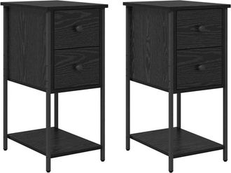 vidaXL Vidaxl - Armario de Noche con cajón 2 pcs Roble negro 32 x 42 x 70 cm