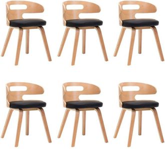 vidaXL Vidaxl - Sillas De Comedor 6 Unidades Madera Y Cuero Sint&eacute;tico Negro