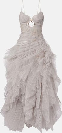 Maria Lucia Hohan Abito lungo Sureya in tulle con volant