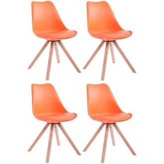 Clp Clp - Set De 4 Sillas Para Comedor Toulouse Square En Polipiel Naranja Natural